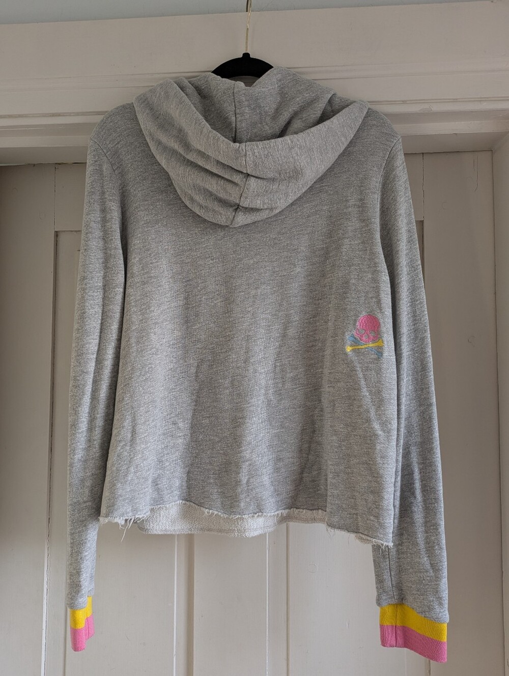 Soulcycle X Sundry Gray Hoodie w Pink & Yellow Stripes M - Picture 2 of 4